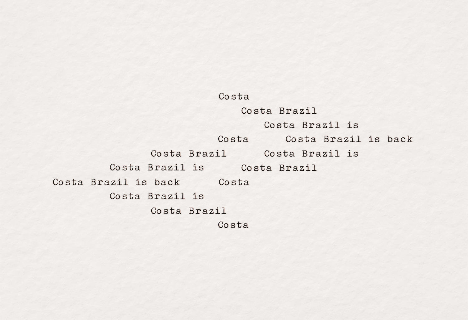 Costa Brazil is back. - Costa Brazil